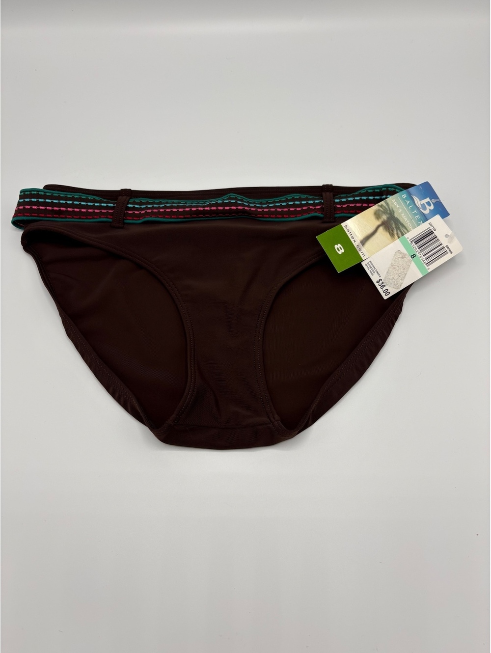 Baltex Size 8 Brown Bikini Swim Bottom NWT